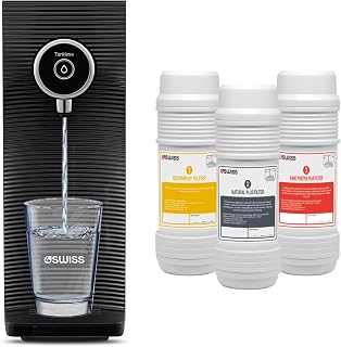 4SWISS Wasserfilter System - Entfernt Bakterien, Schwermetalle, Mikroplastik, Einfache Installation, Hervorragender Geschmack, Mit 3 Filtern, Kostengünstig, Trinkwasserfilteranlage für Zuhause