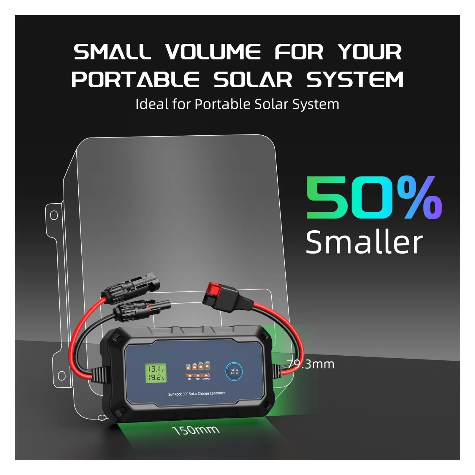 Kontroler ładowania słonecznego 30 A, kontroler ładowarki panelu słonecznego PWM 12 V/24 V wielofunkcyjny regulowany wyświetlacz LCD