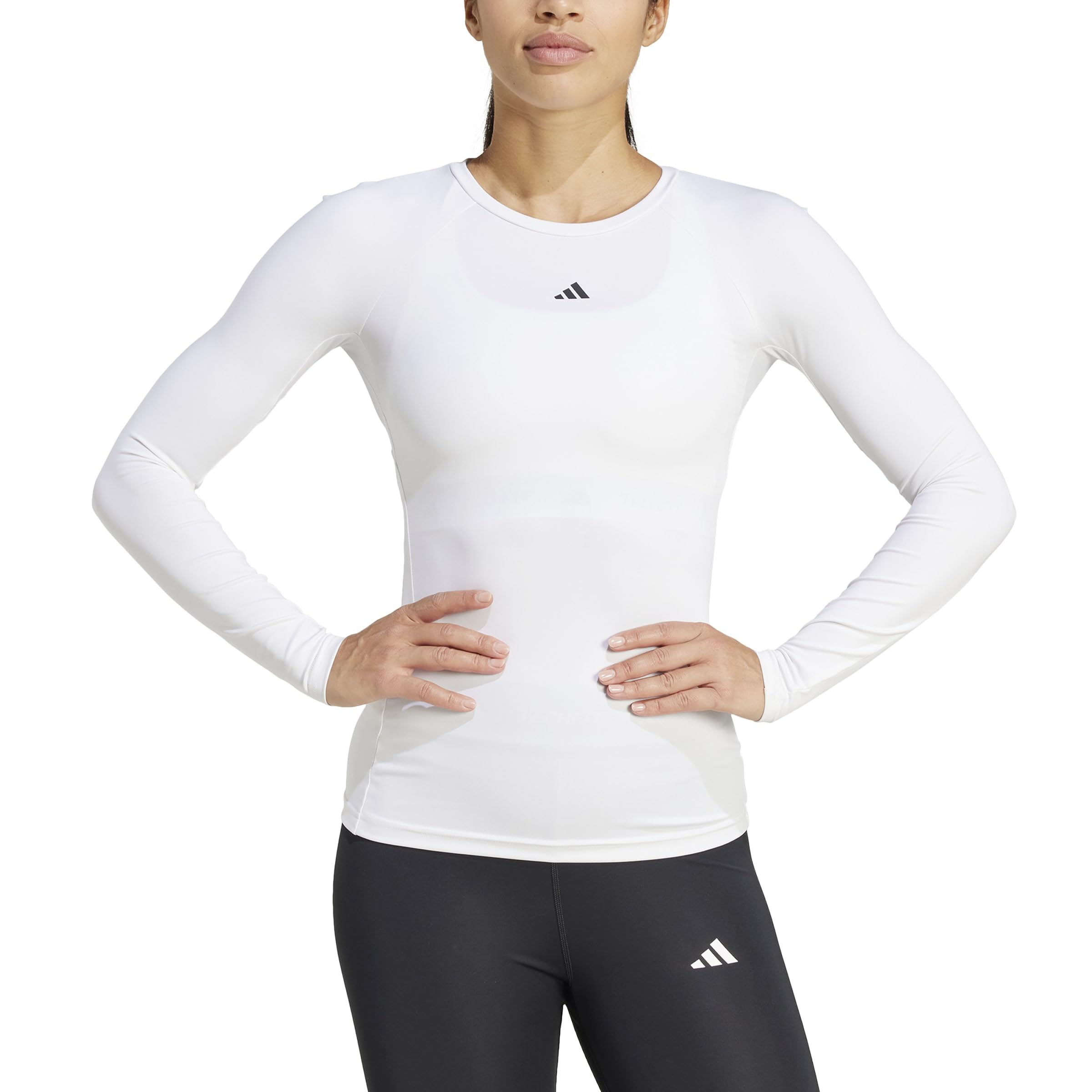 adidas Women's Techfit Longsleeve Training Top Shirt, White, XXL