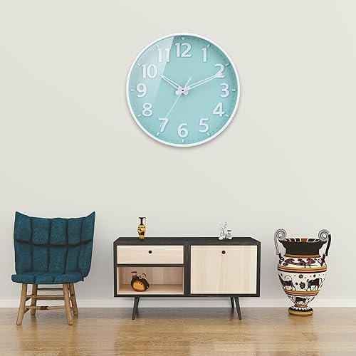 Miniatura 5 de TOHOOYO Reloj de pared de 12 pulgadas, 3D, gran número, funciona con pilas, silencioso, sin tictac, diseño moderno de cuarzo, decorativo, interior,