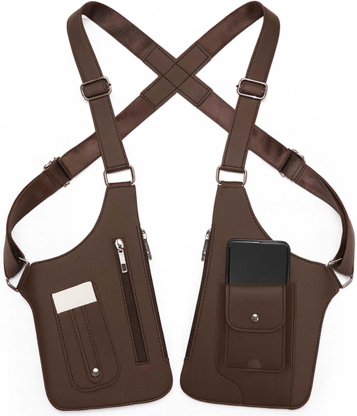 2025 New Premium Leather Adjustable Underarm Shoulder Bag for Men & Women,Multi-pocket Anti-Theft Phone Wallet Pocket