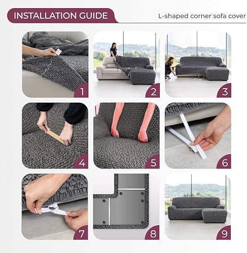 Miniatura 9 de PAULATO BY GA.I.CO. Funda para sofá modular, funda de sofá duradera y fácil de limpiar, fundas lavables para sofá esquinero, funda elástica de