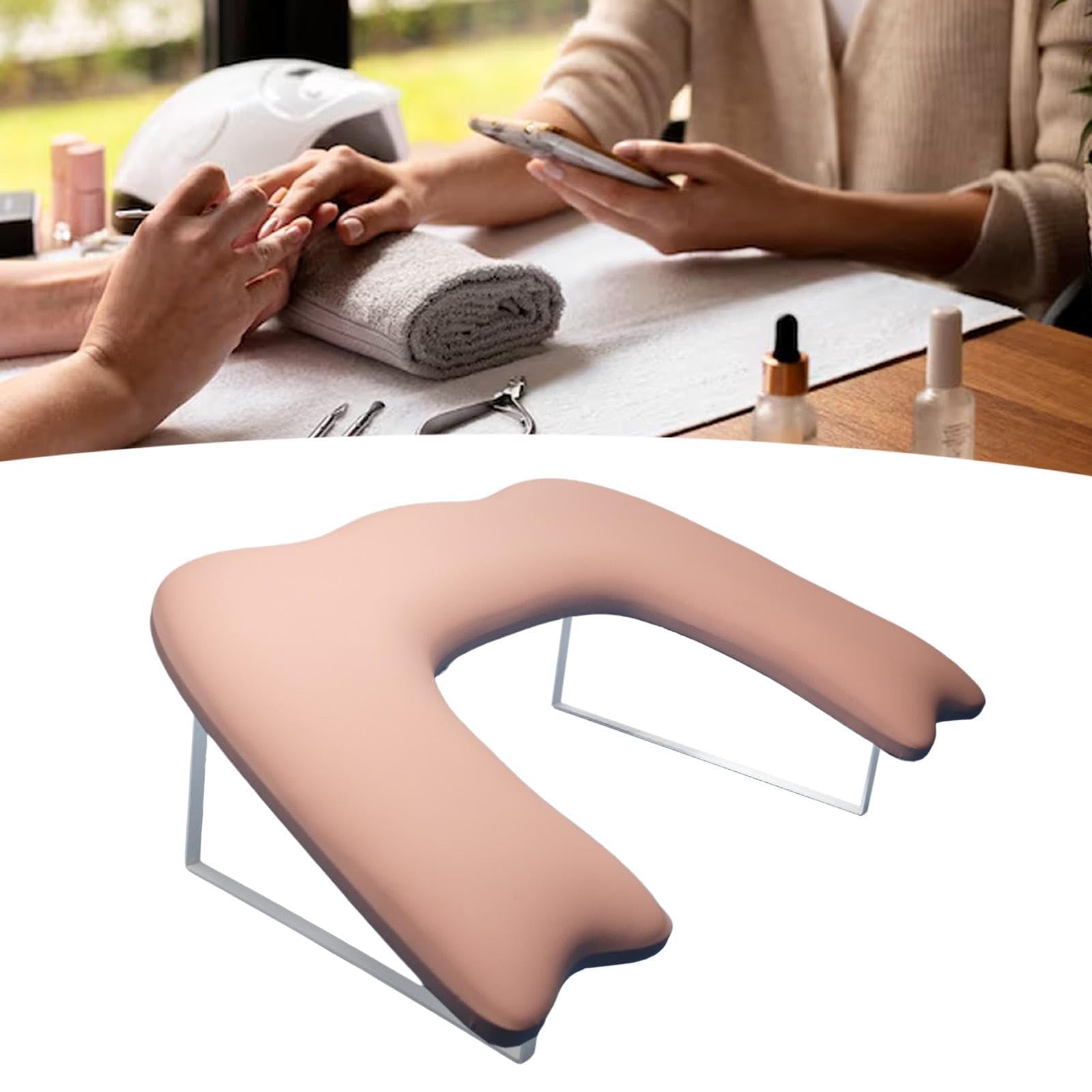 Almohada para Manicura Apoya Mano para Uñas Cojín para Muñeca en PU Cuero con Esponja Resistente a Agua Diseño Inclinado Fácil de Limpiar Adecuado Par, Rosa