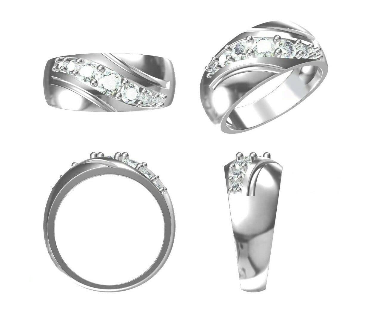 TISHYA JEWELLERS2 Ct Round Cut Diamond Men's Engagement Ring Wedding Band 14K White Gold Over