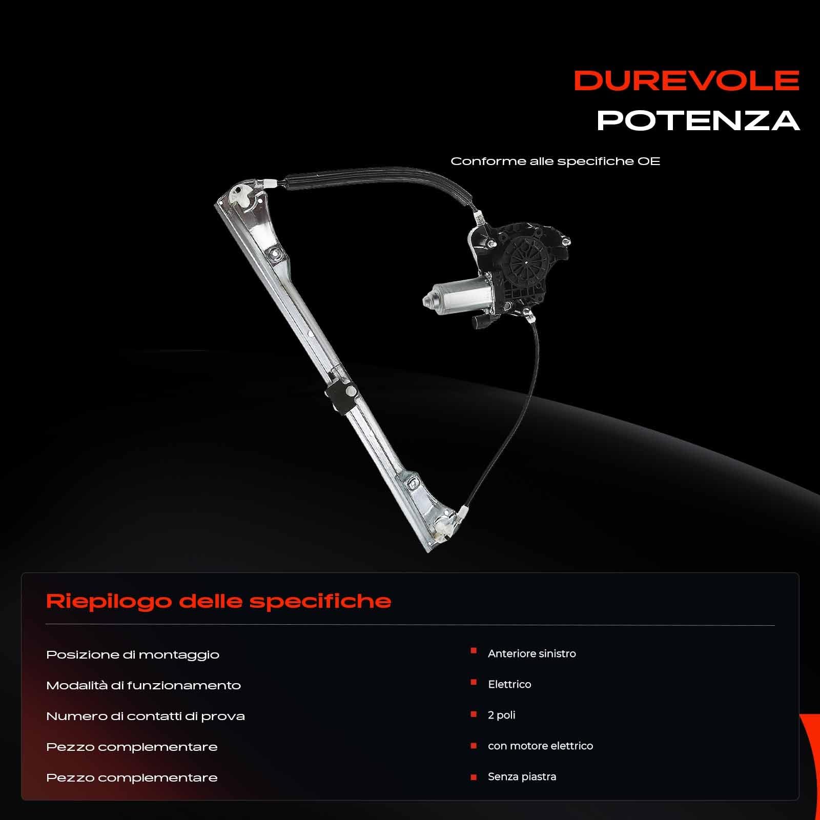 Frankberg Alzacristallo con motore anteriore sinistro Sostituzione per Clio II BB CB Thalia I LB0/1/2 LB 4/5 porte 1998-2019 8200169093