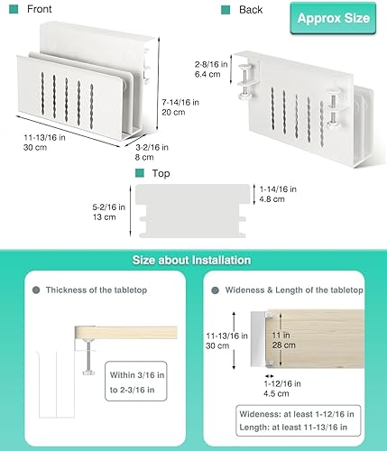 Miniatura 2 de YIK TUNG Escritorio lateral de 2 niveles para almacenamiento para laptop, organizador colgante de montaje lateral, junto con soporte magnético para