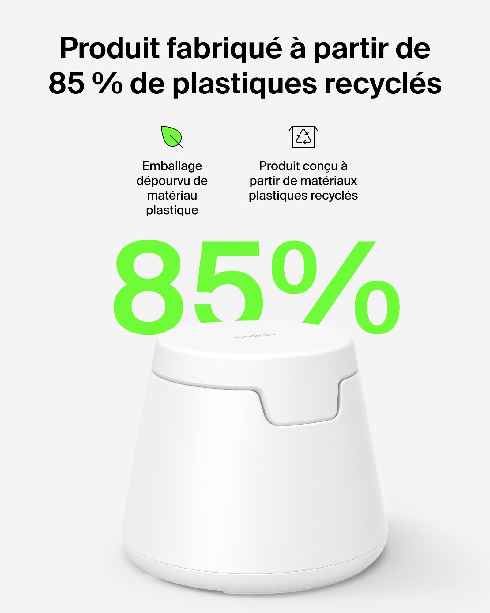 Belkin UltraCharge Station sans Fil 3-en-1 avec Qi2, 25 W - Blanc | Chargeur Magnétique Qi2.2, USB-C, Chargeur Sans Fil Pour iPhone, Galaxy, Écouteurs, Montre Connectée, Adaptateur Secteur 45 W
