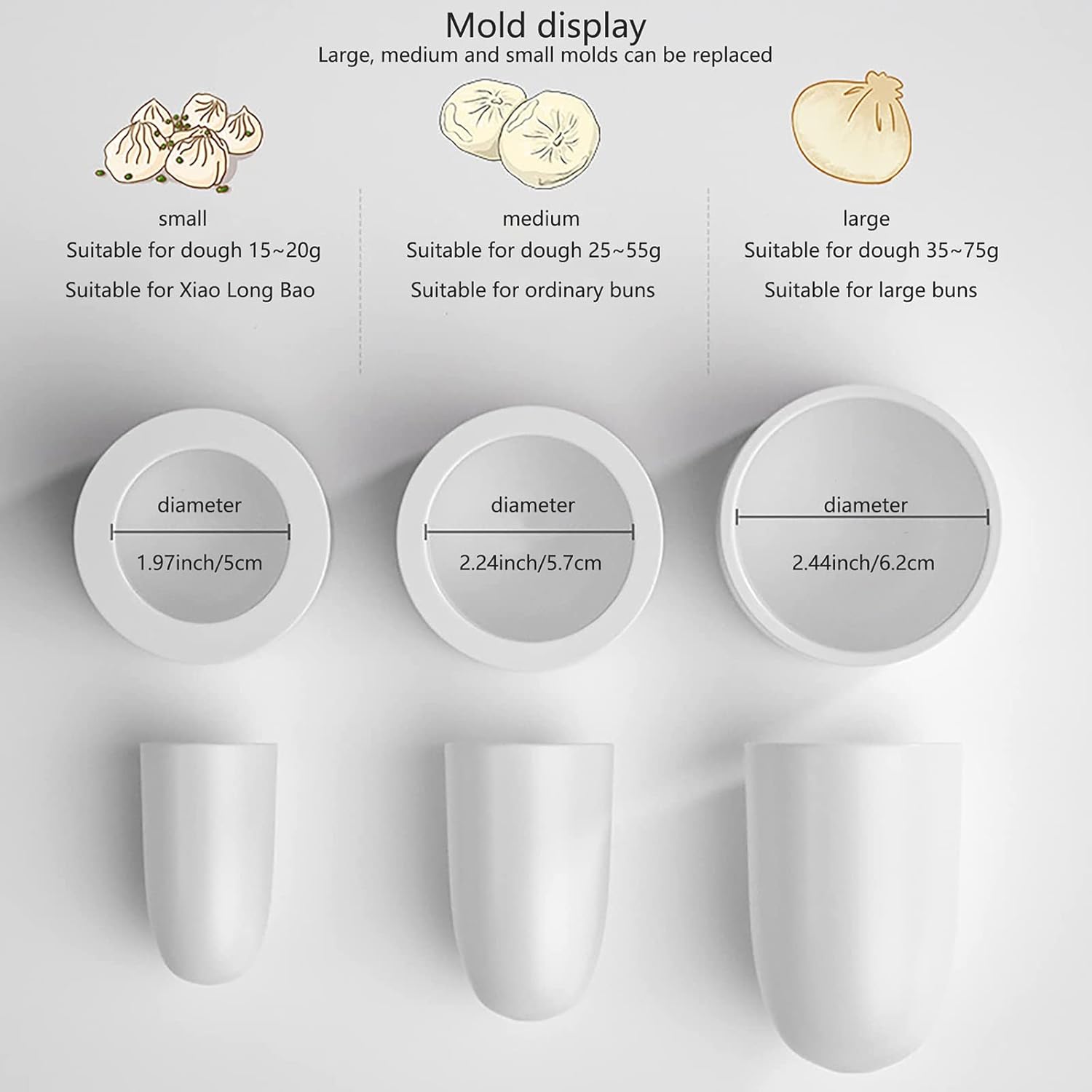 Manual Bun Making Machine, Commercial Baozi Maker with 3 Pieces of Mold Steel, Semi-Automatic Bun Maker Chinese Bao Making Mold for Restaurant Cooking Delicious Baozi