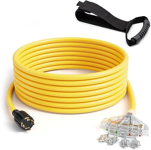 Miniatura 1 de Cable de alimentación de extensión de distribución de generador L14-30P de 50 pies a cuatro 5-20R, cable SJTW de calibre 10 (50 pies)