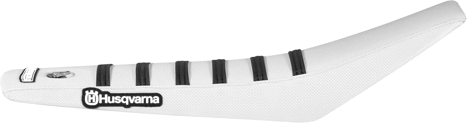Enjoy Mfg Seat Cover - Compatible with Husqvarna 2024-2025 TC 65 TC65 Husky 65#445 Logo (All White/Black Ribs)