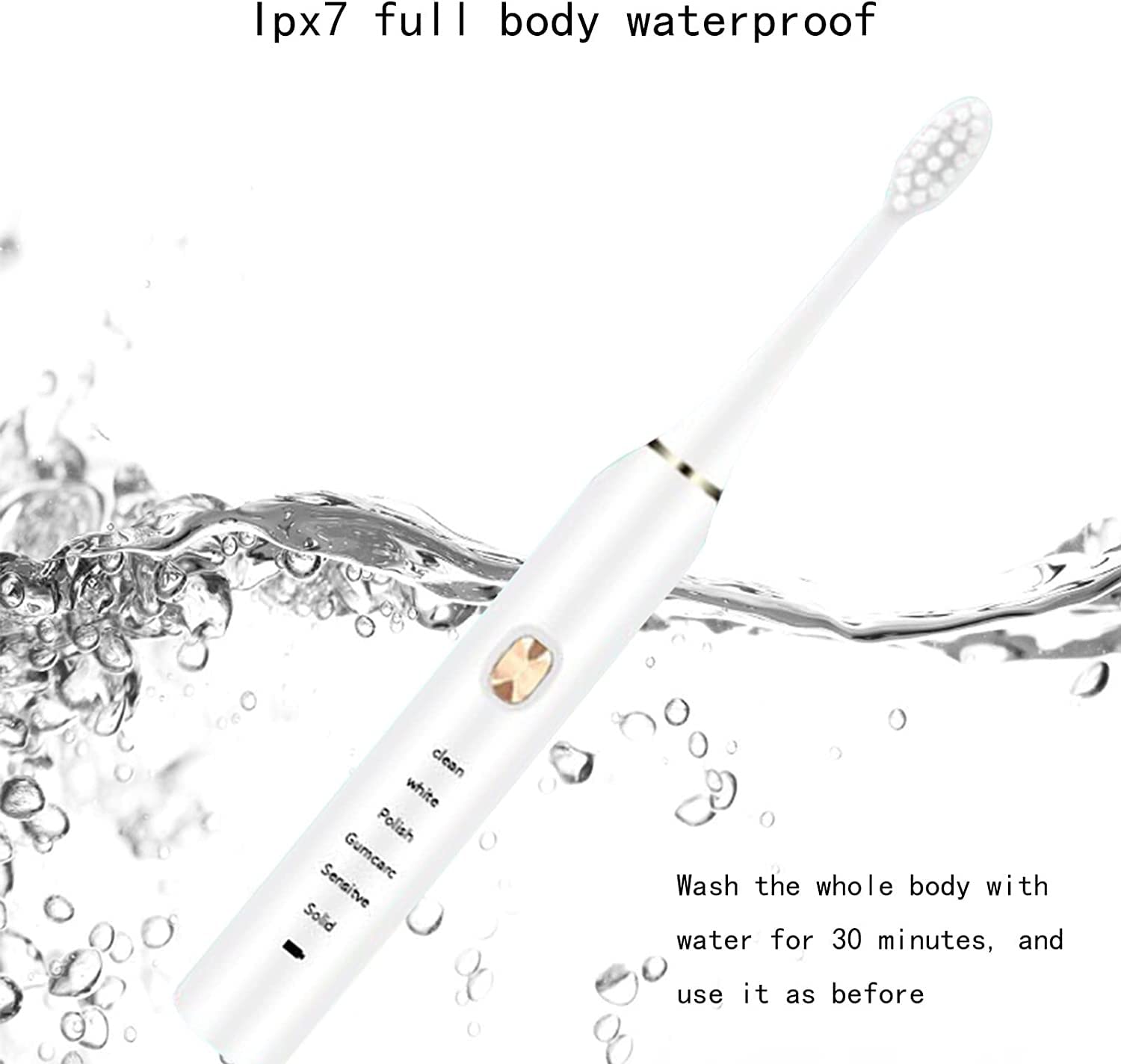 ARTSZY Spazzolino Elettrico for Adulti con 2 testine, Timer Intelligente a 6 velocità, Impermeabile IPX7, Denti puliti delicati ed efficaci, Kit spazzolino da Viaggio Ricaricabile