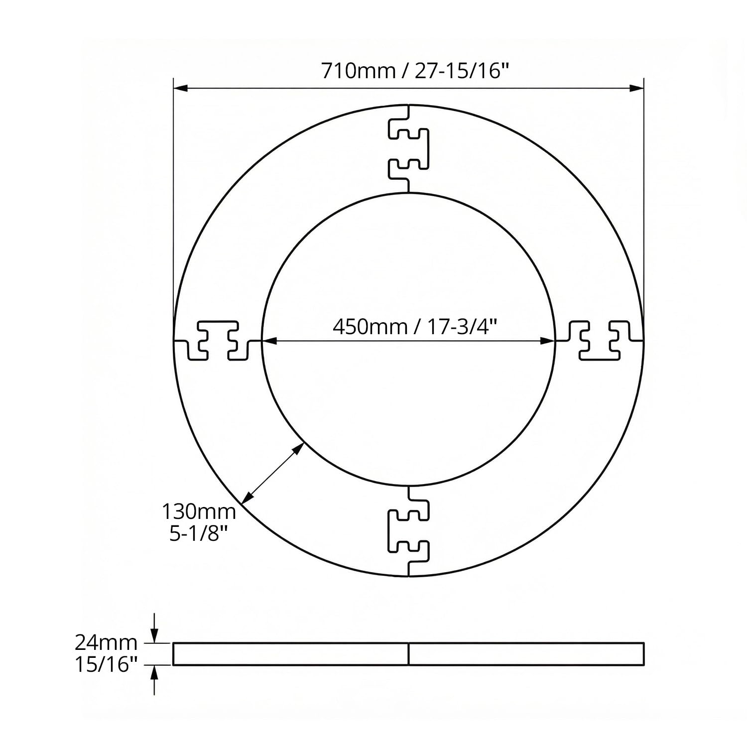 QWORK® Schutzring Dart Surround, Innendurchmesser 45 cm, 4 Teiliger - Perfekter Wandschutz & Langlebigkeit für Ihre Darts