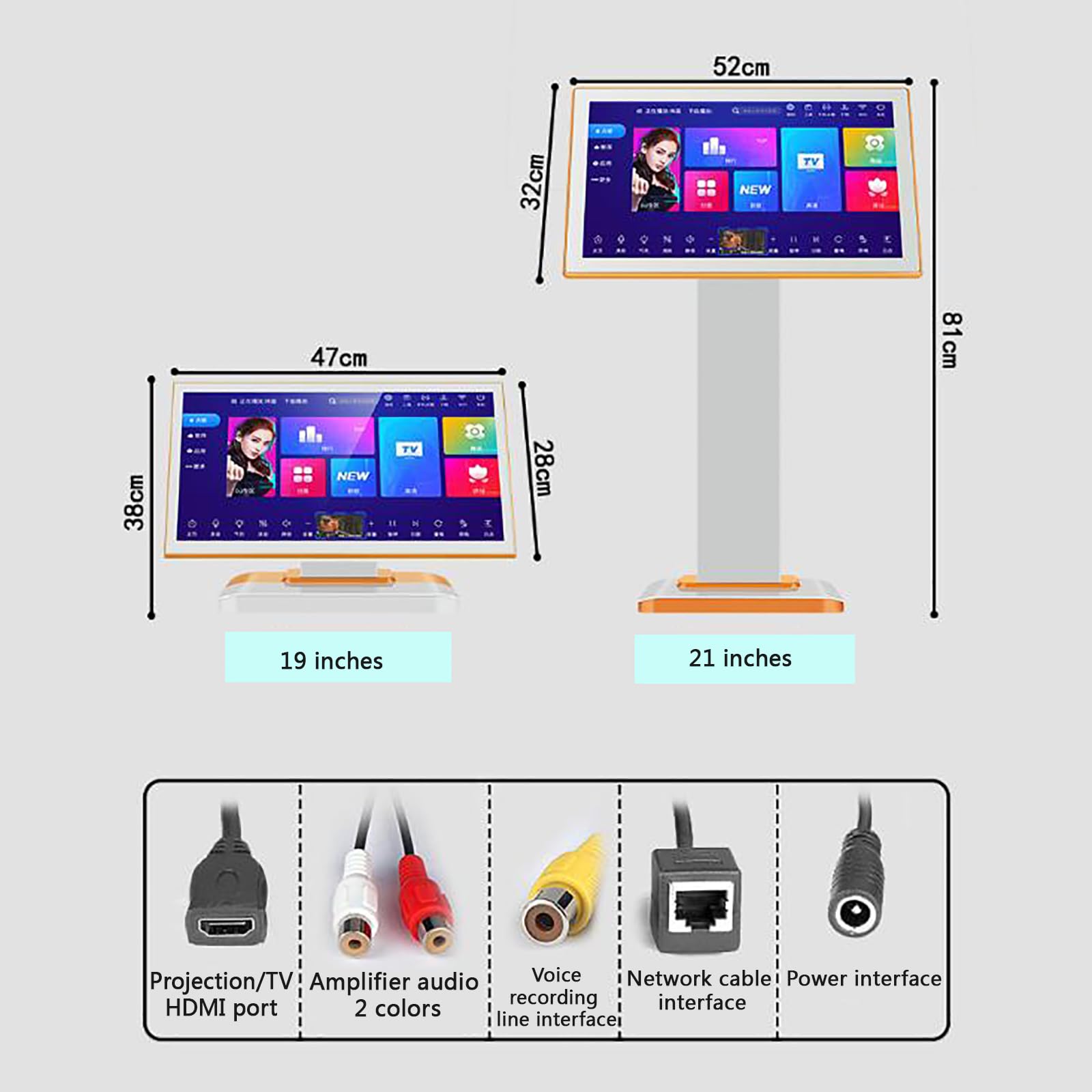 Lettore Karaoke da 19/21,5 Pollici, Schermo Touch HD, Controllo vocale Intelligente, Memoria da 500 GB a 8 TB + interfacce Multiple, per Feste al Chiuso e all;Aperto (A 21.5inch)