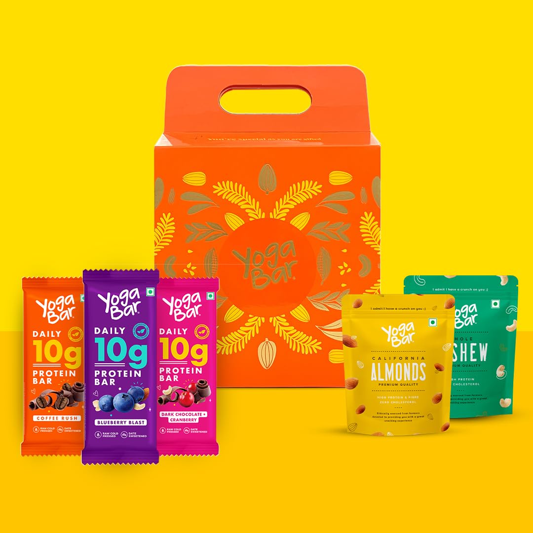 Yogabar Premium Diwali Gift Bag |2 Protein Bars, Almonds & Cashews | Dry Fruits for family and friends (B0DGVYJ2RM) Amazon Price History, Amazon Price Tracker