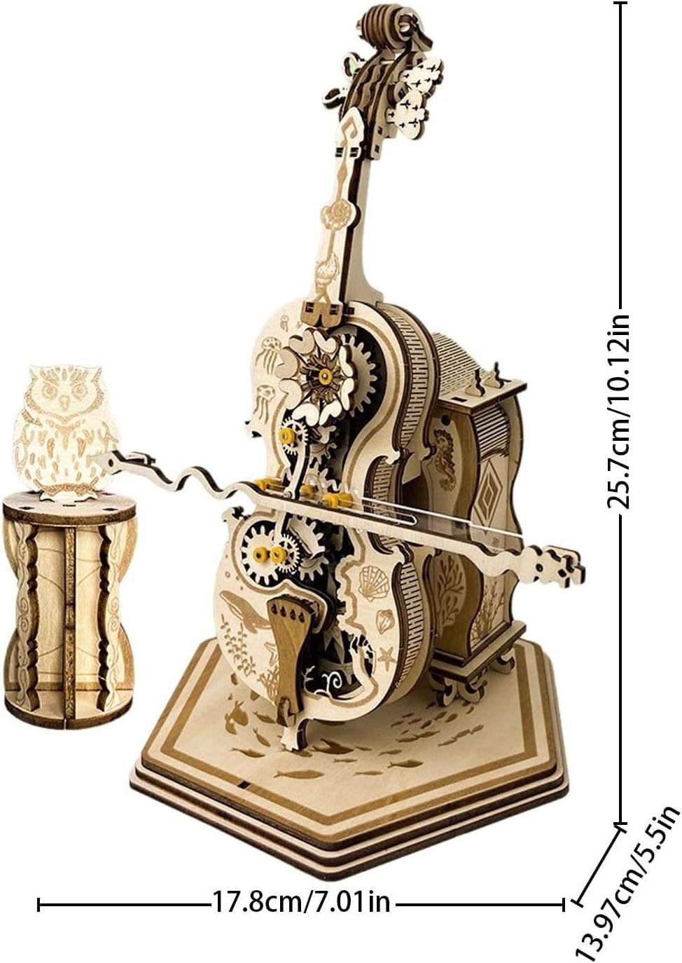 3D-Holzpuzzle for Erwachsene, Cello-Spieluhr-Modellbausätze aus Holz, DIY-Montage, pädagogische Bausätze, for Männer, Frauen, Erwachsene, kreatives Geschenk, 179 Teile.
