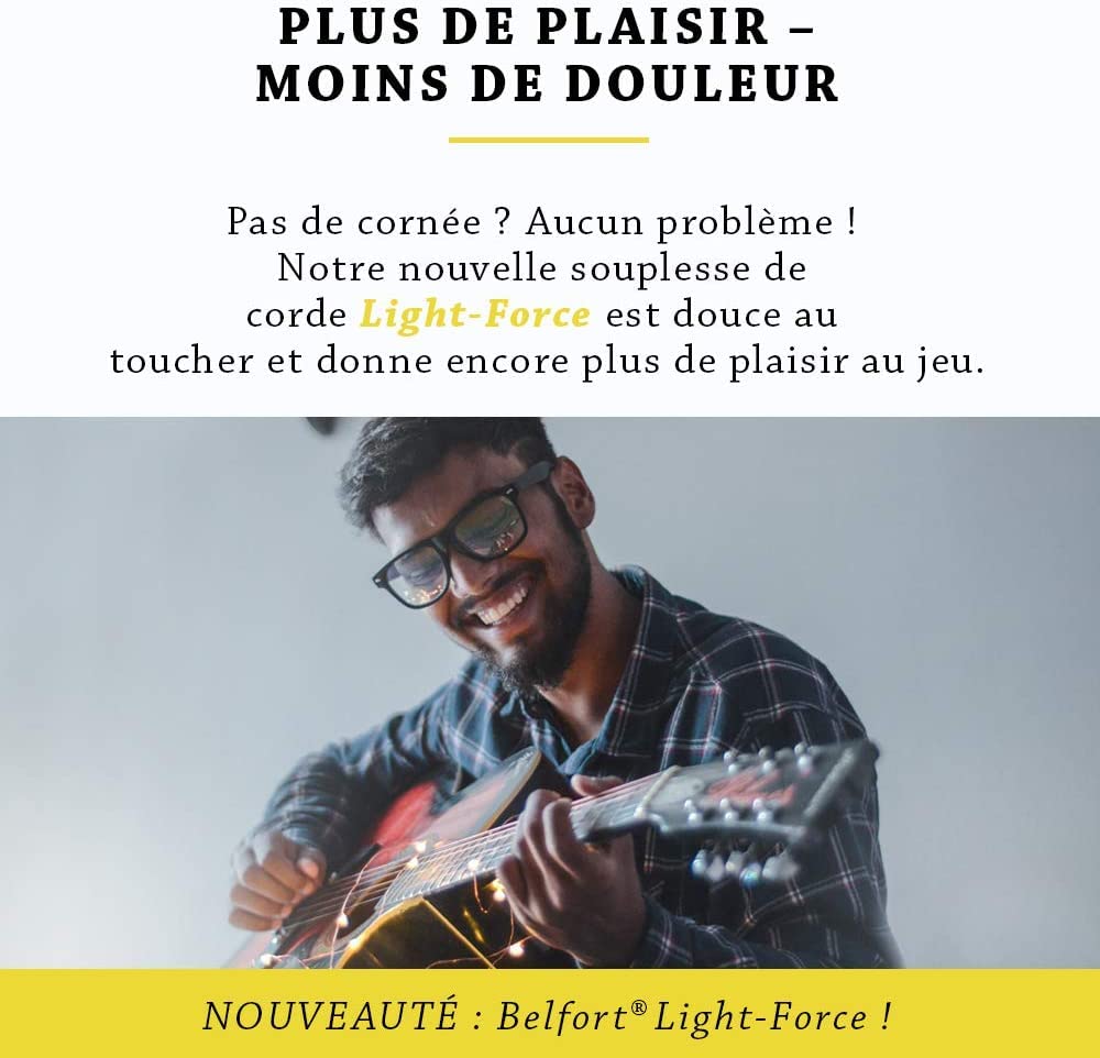 BELFORT® Cordes VAINQUEUR DE TEST 2019 - Pour guitare folk & acoustique - BONUS : Ebook gratuit + 4 plectres - en Phosphor Bronze (lot de 6) (1 jeu – 6 cordes + 1E sup. (.011/.052))