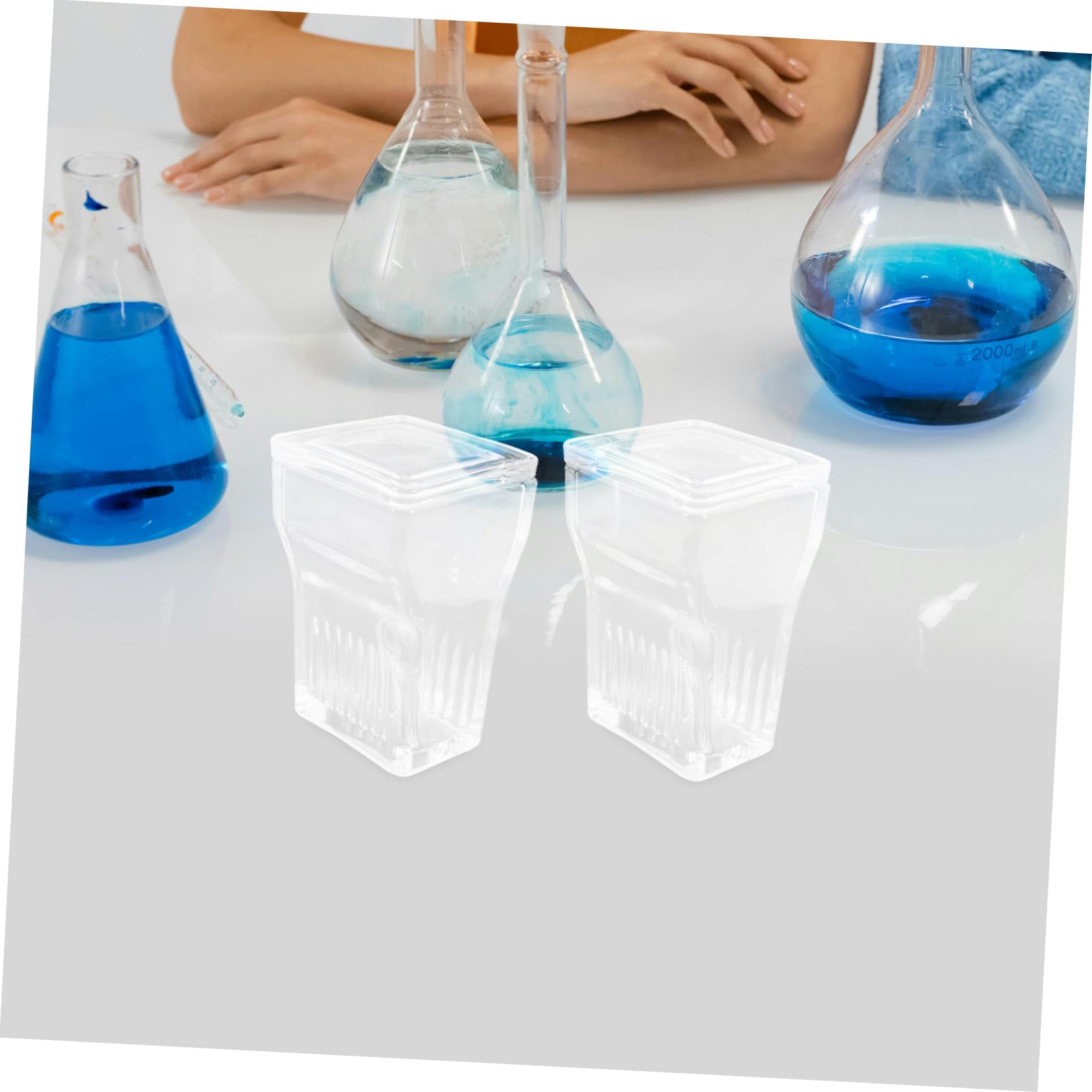 OUNONA Barattolo Vetrini con Coperchio 2 Pezzi in Vetro Trasparente per Colorazione Capacità 5 e 9 Design Verticale Salvaspazio per Laboratorio e Medicina