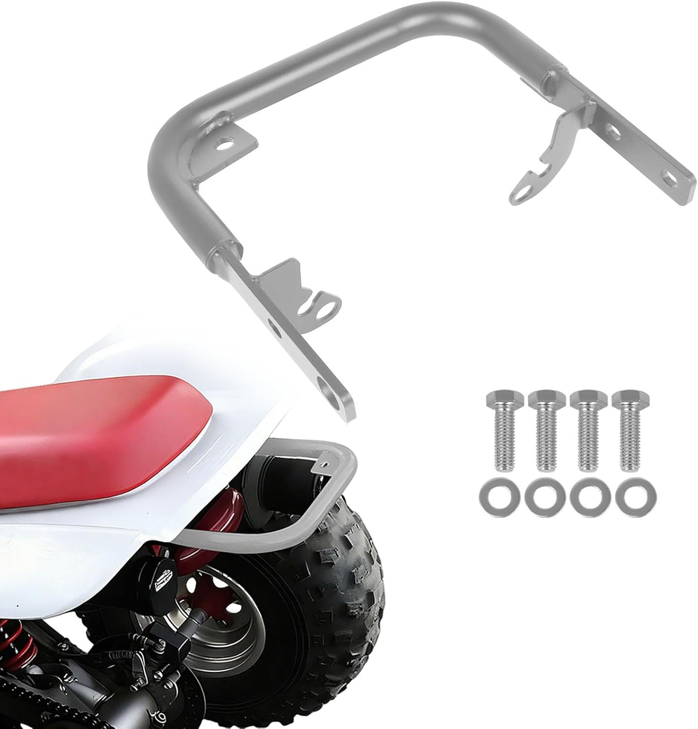 Rear Grab Bar Wheelie Bar Compatible with Honda TRX 300EX 1993-2007 TRX 250X 1987-1992 Rear Armrest Bumper(Silver)