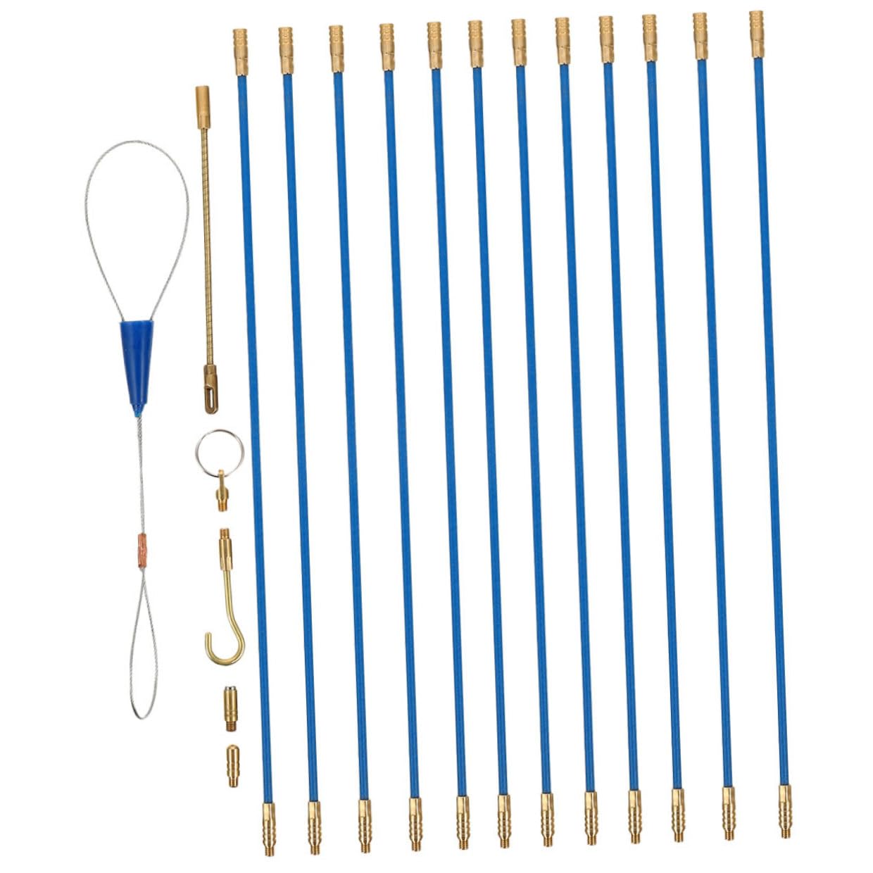 Glasfaserstäbe Einziehband Drahtzieher 33cm Kabelziehstäbe aus Glasfaser und Kupfer für Professionellen und Heimgebrauch zum Schnellen Kabelziehen