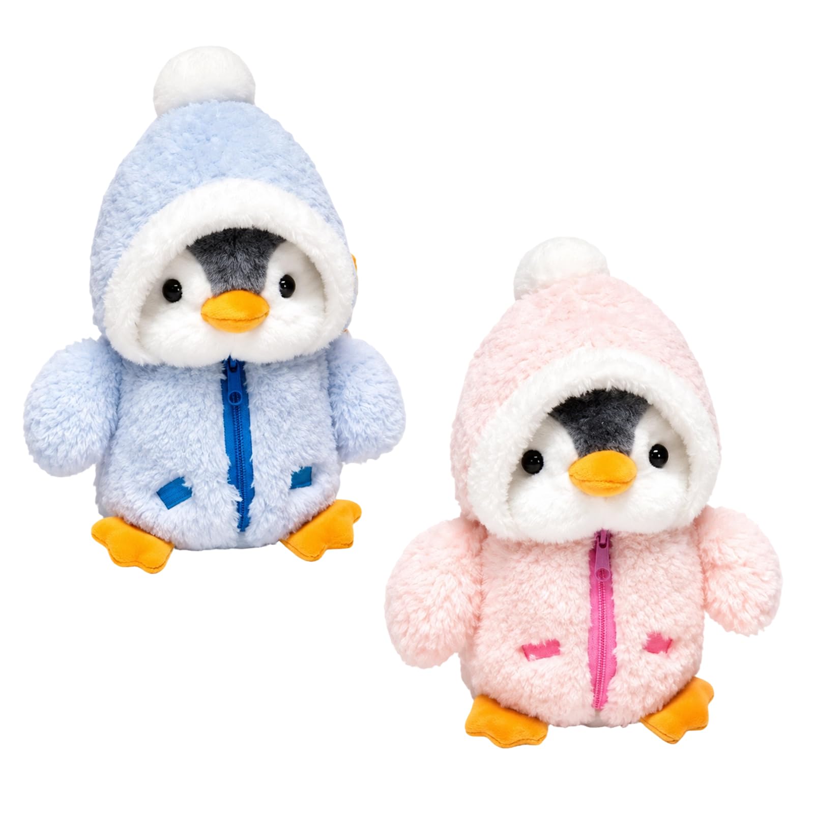 Penguin Plush, Penguin Teddy, 2 Pcs Cute Plushie, Home Decoration Piece, Desktop Companion, Gift for Collectors, Pink and Blue