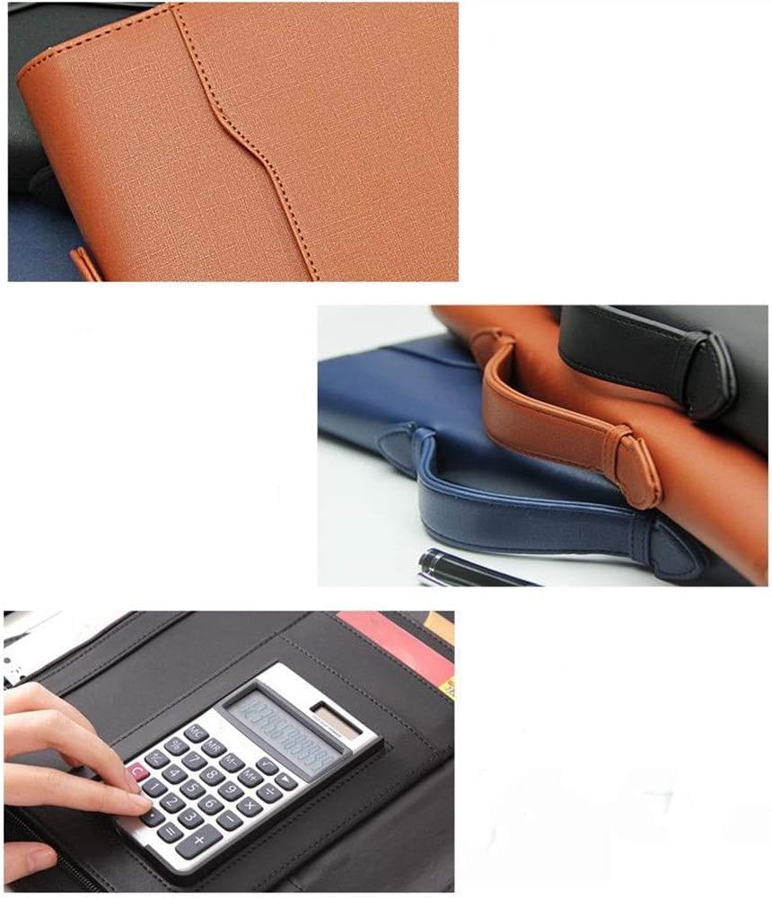 Portfolio Segregator Teczka konferencyjna A4 Skórzana teczka biurowa na notes biznesowy Kieszenie segregatory do pracy biurowej(Black)