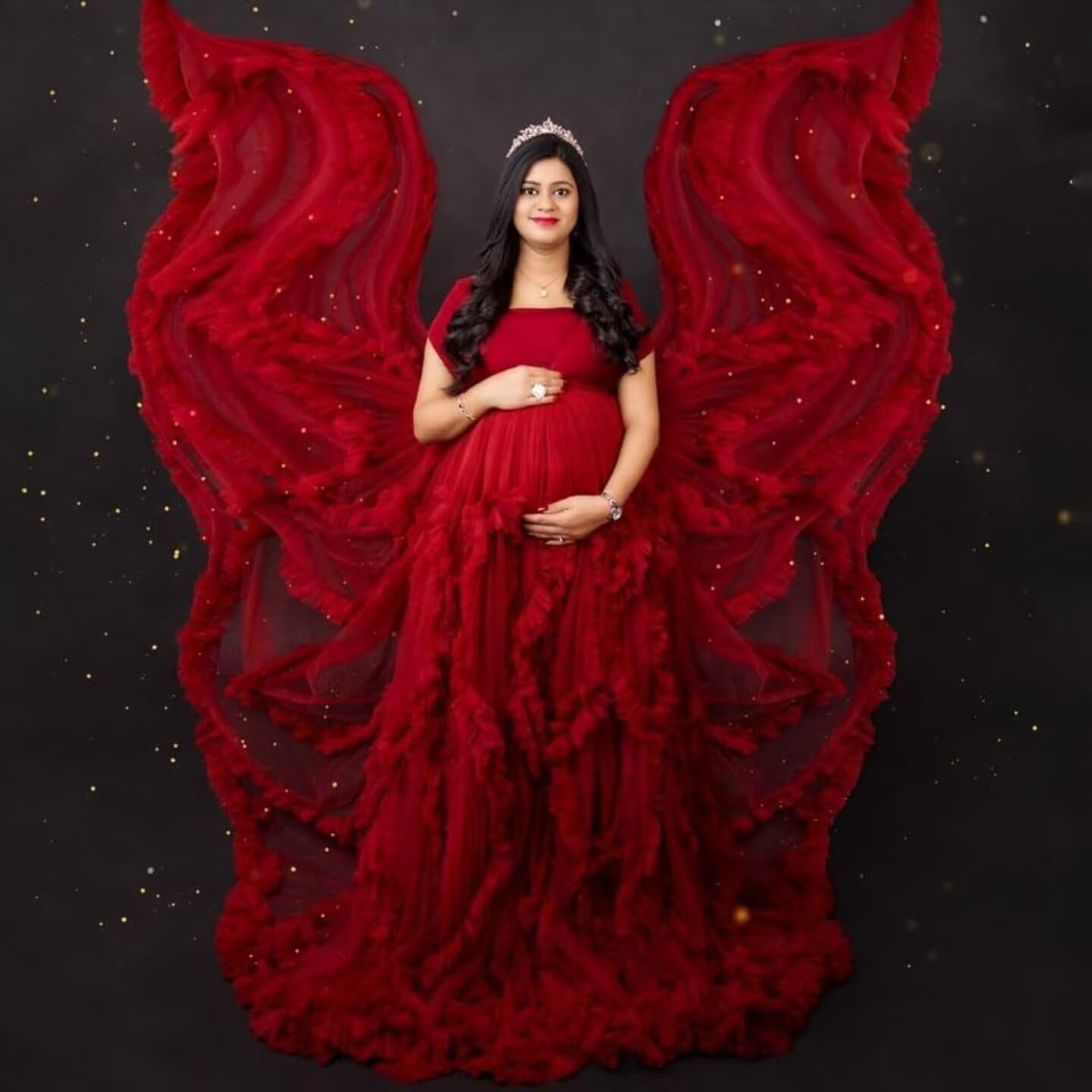 Changuan Tulle Maternity Dresses for Photoshoot Puffy Ruffles Pregnancy Gowns Baby Shower Bathgown Nightgown