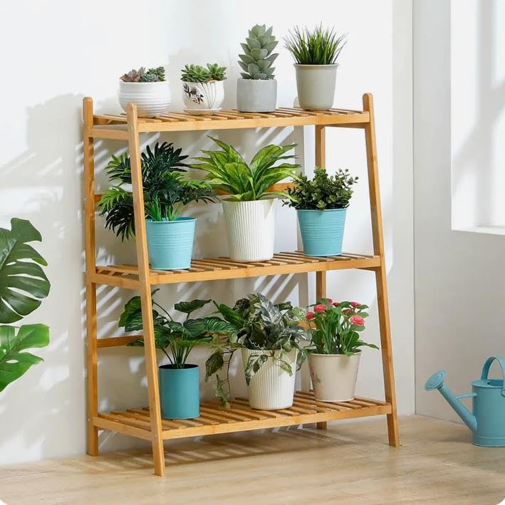 Flower Pot Stand Creative Bamboo 3 Layer Plant Living Room Balcony Floor Standing Decorate Flower Stand (B0D2HY5VMV) Amazon Price History, Amazon Price Tracker