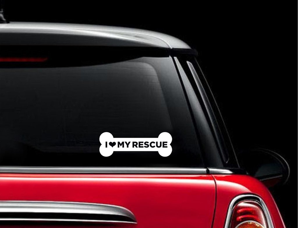 Autocollant rescue dog vinyle blanc CCI662 sticker ordinateur 19cm