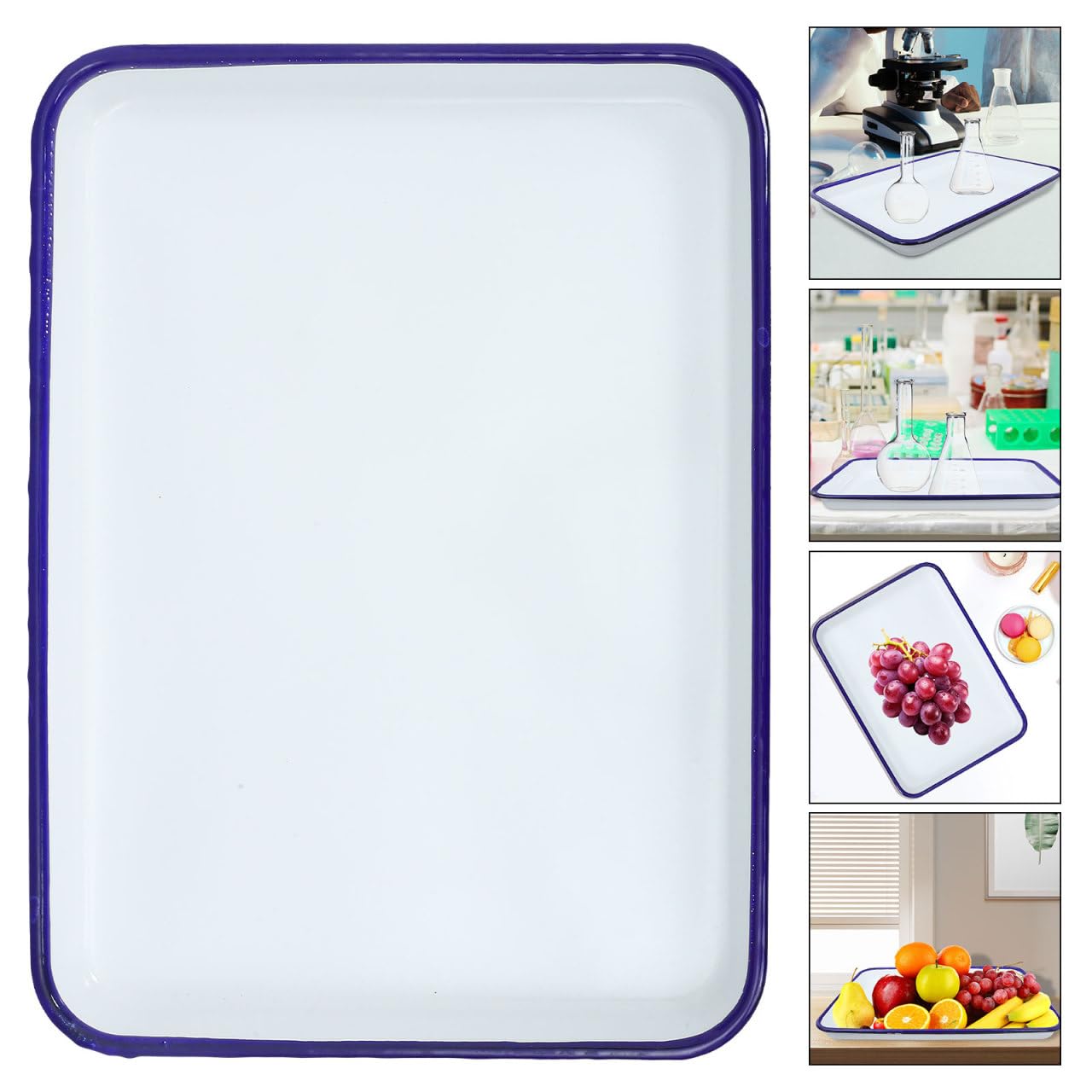 ULTECHNOVO Vassoio da Portata Rettangolare in Porcellana Smaltata Bianco 15.55X11.81X1.18 Pollici Vassoio per Antipasti Pane E Snack Cucina Laboratorio