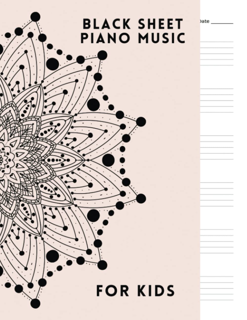 BLACK SHEET PIANO MUSIC FOR KIDS: Manuscript paper, Sheet music blank, 6 Staves per page, (8.5"x11" - 100 Pages)