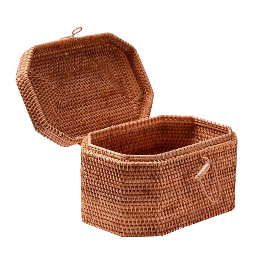 CabilockWicker Basket Straw Gift Baskets Empty Woven Picnic Basket Candy Storage Basket with Handle Wine Basket Egg Basket Box for Photo Props Picnic Shopping