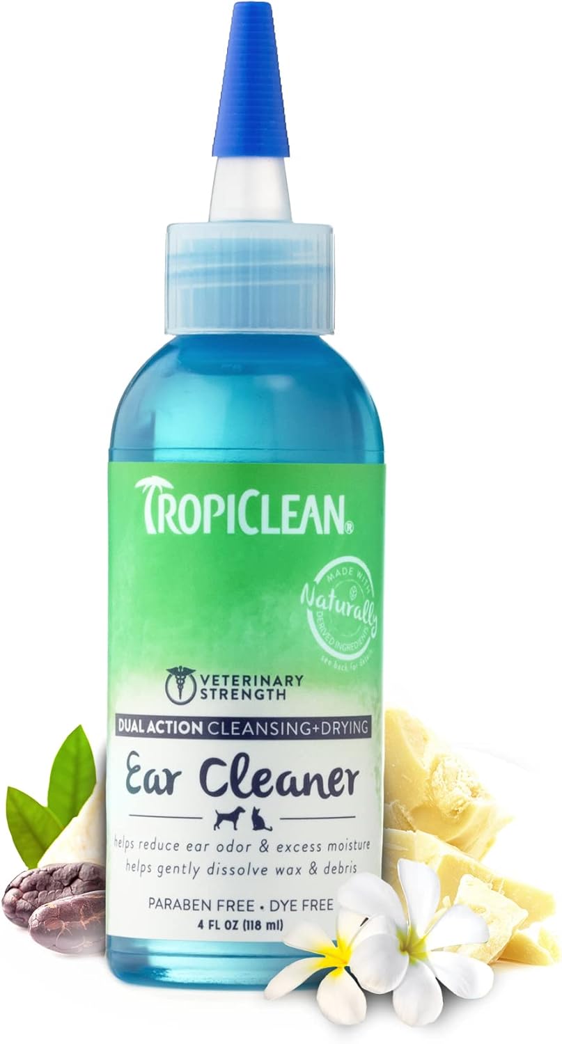 TropiClean Dog Ear Cleaner Grooming Supplies Dual Action Ear Cleaning