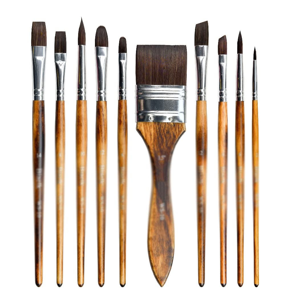 XBTGS Mango de madera para el pelo, acuarela, acrílico, suministros de arte para artistas con pinceles, D-1, D-1