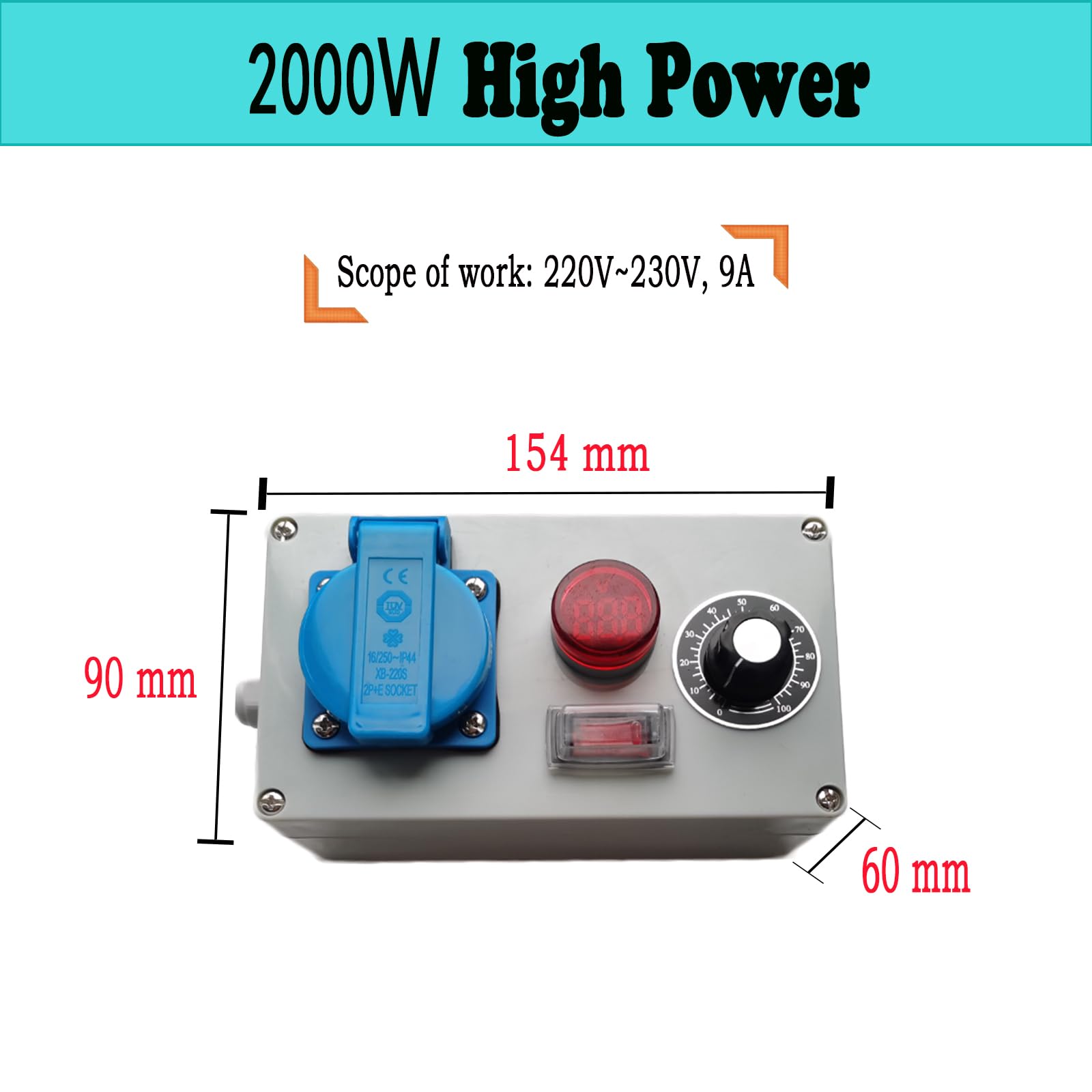 Regulador de velocidad 220 V motor, regulador de voltaje, motores con control de velocidad, 220 V 9 A 2000 W controlador de velocidad 220 V ventilador controlador de potencia 230 V (B)