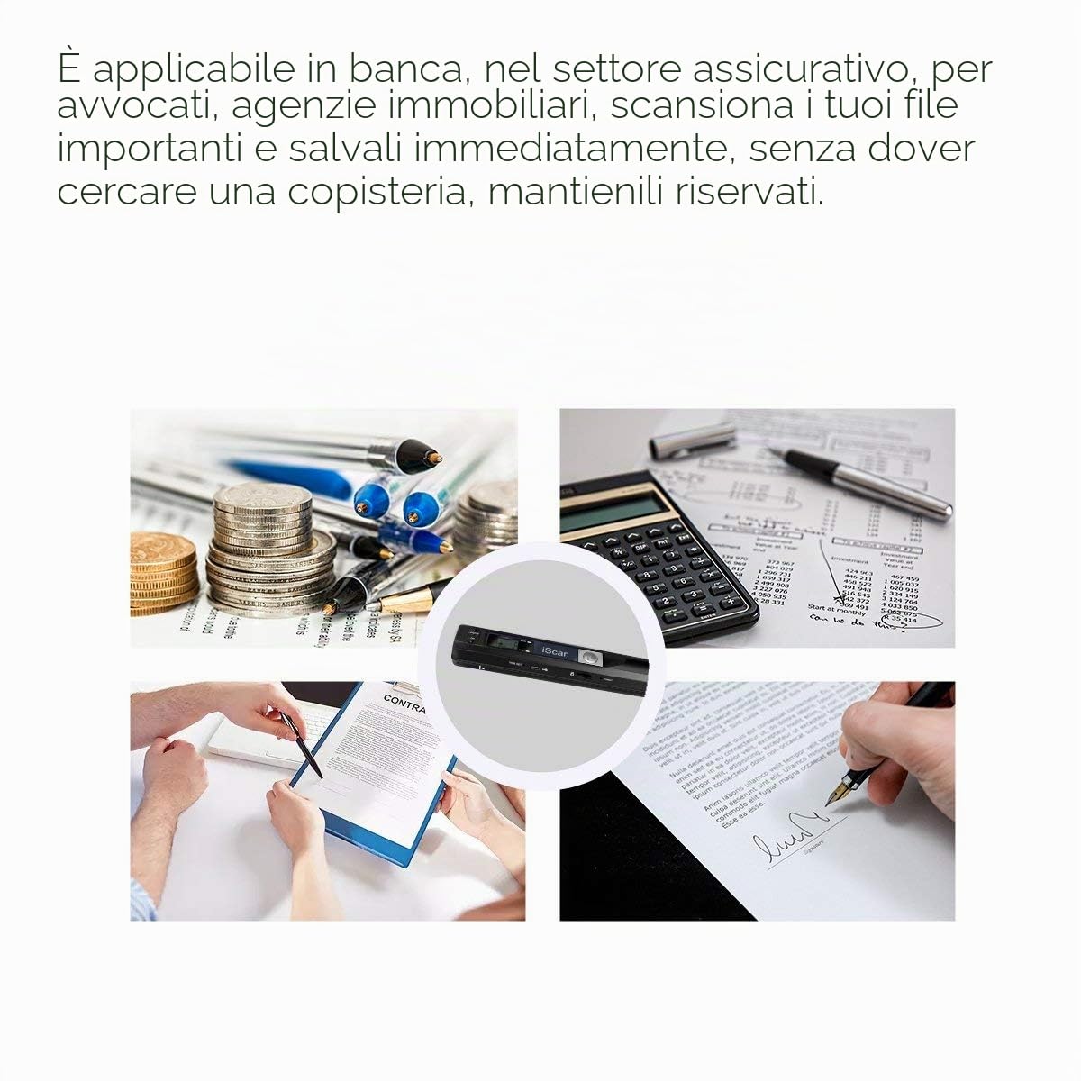 Scanner Per Documenti Portatile con Scheda TF da 16GB, 900 DPI Alta Risoluzione Mini Scanner, USB A4 a Colori iScan Document Image Scanners Supporto PDF/JPG