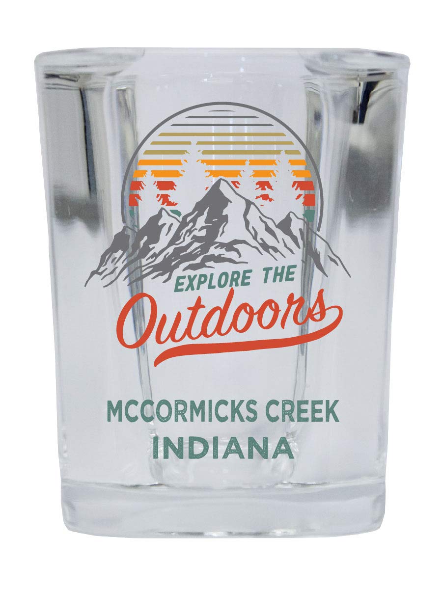 Mccormicks Creek Indiana Explore the Outdoors Souvenir 2 Ounce Square Base Liquor Shot Glass