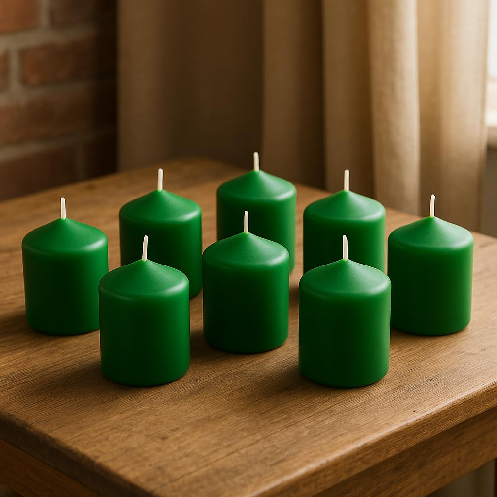 MGE - Velas Perfumadas - Velas Decorativas - Velones Aromáticos - Velas para Ambientar el Hogar - Velas Pilar - 12 unidades - Fabricado en España (Verde - Melón-Sandía)