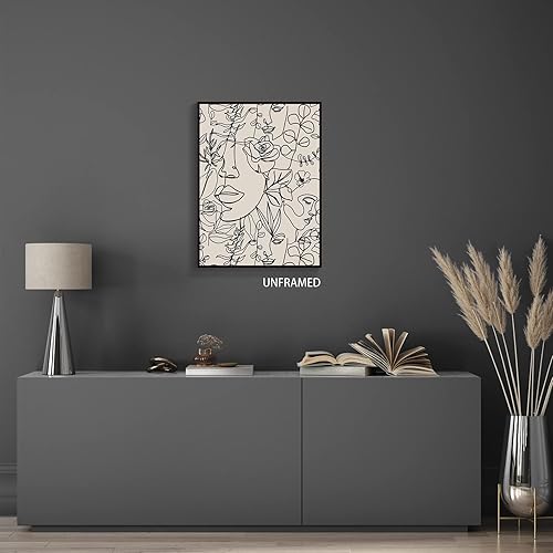 Miniatura 2 de Lienzo abstracto moderno para mujer, arte de pared, línea minimalista, bohemio, flores botánicas, pósteres estéticos contemporáneos negros femeninos