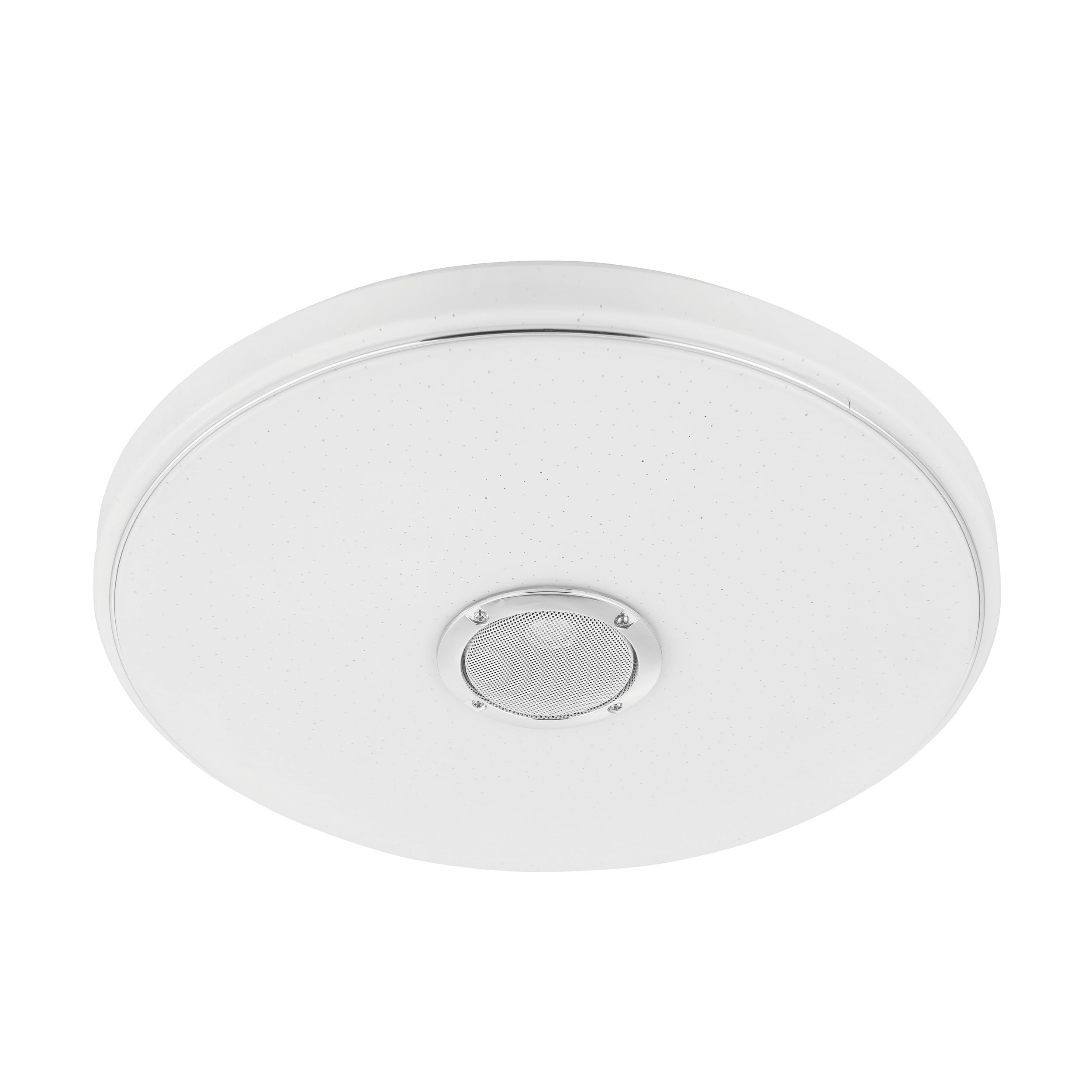 EGLO LED Deckenlampe Milazzo, Badezimmer Lampe mit Fernbedienung | Kristall-Effekt Deckenleuchte mit Bluetooth Lautsprecher, warmweiß-kaltweiß, RGB, Nachtlicht, dimmbar, Weiß, IP44, Ø 40cm