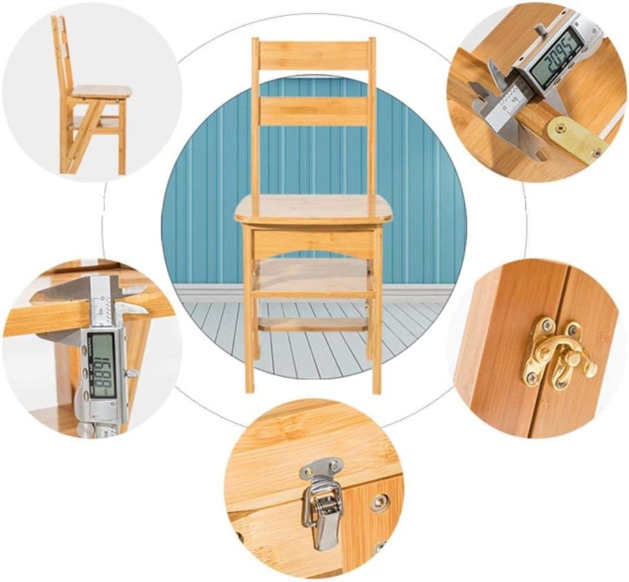 Bamboo Household Multifunction Step Ladder Solid Wood Stool Child Folding Chair Dual-use Four-Step Ladder Climb High Ladder (Color : Wood)