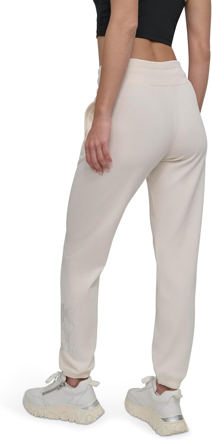 DKNY womens Stacked Logo Drawstring Waist Jogger Sweatpant - Image 3
