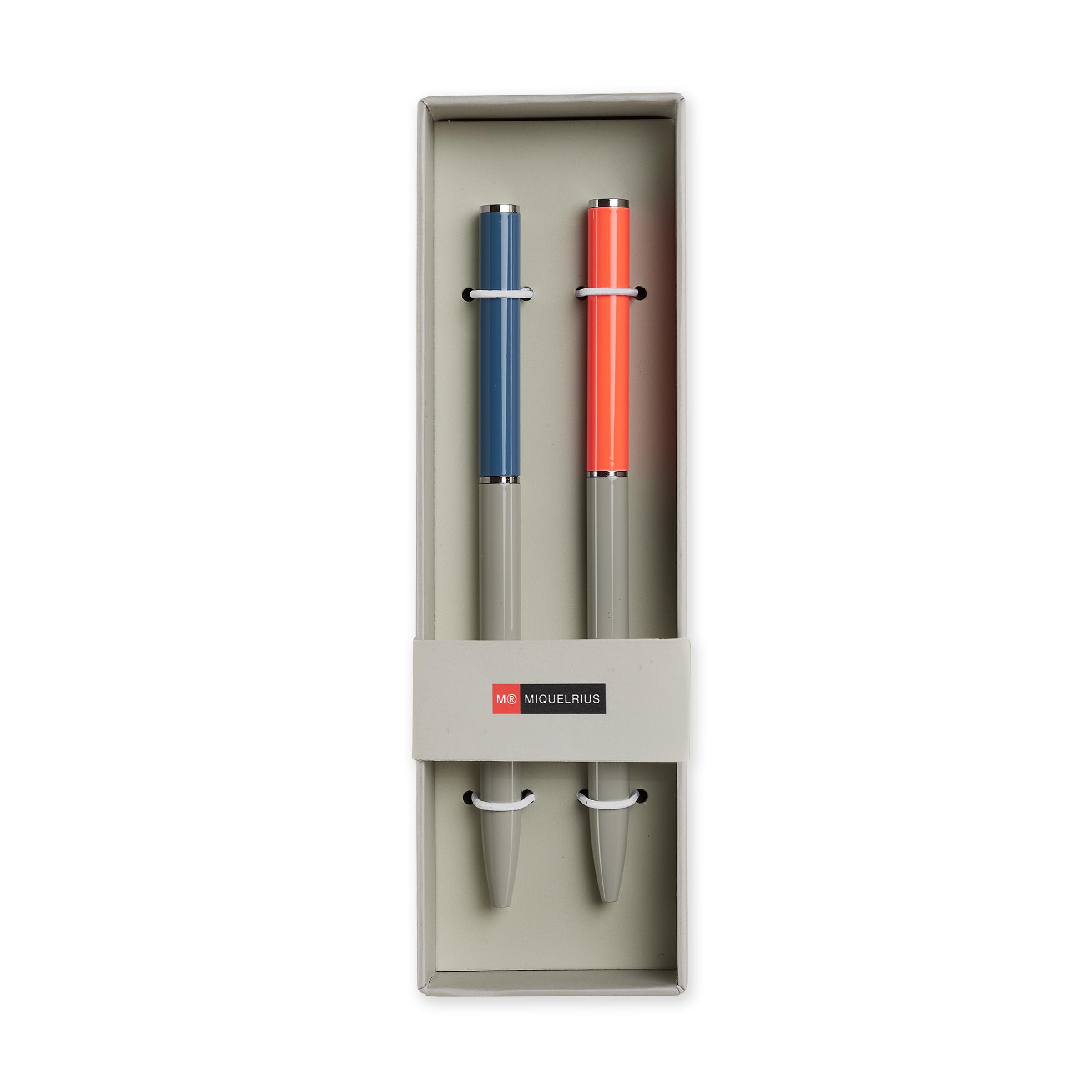 Miquelrius - Set of 2 Blue Pens, Optimal for School Supplies, Ballpoint Pen 0.7 mm, Office Supplies, Pretty Stationery, Rotating Pen, Blue/Red