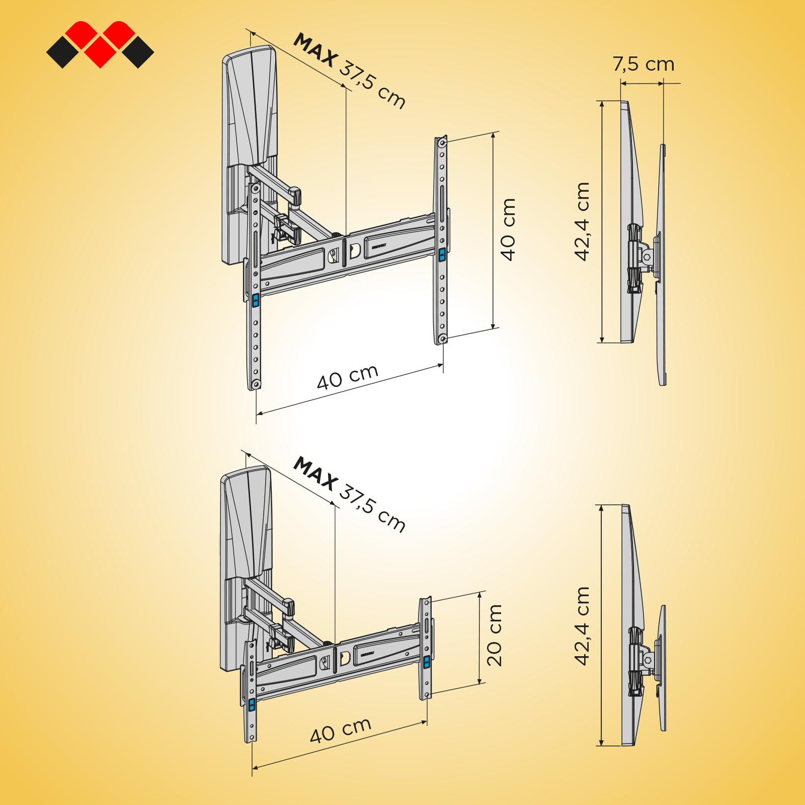 Meliconi Slimstyle Extra XDR200400, Support Mural TV Compatible Placo