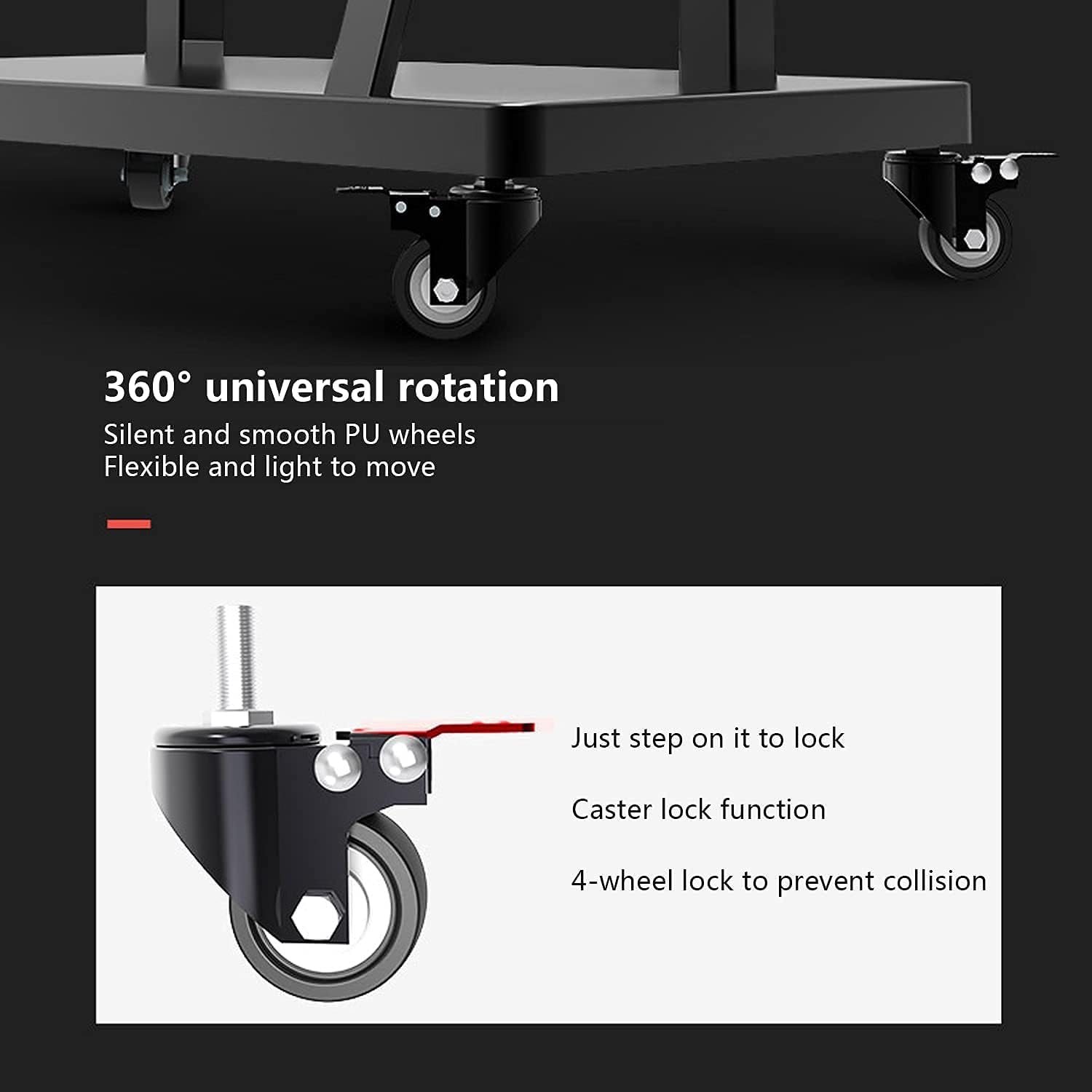 Soporte rodante Ajustable para TV con Altura Soporte Ajustable para TV móvil con Ruedas para televisores de 3270" Fácil Montaje Ideal para Uso en el hogar y la Oficina