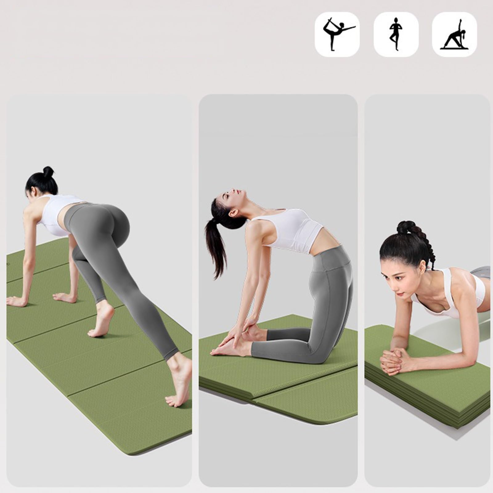 Esterilla de Yoga Plegable,Colchoneta Antideslizante de Alta Densidad Ligera,Women Men Exercise Mats for Home Gym,para Actividad Diaria,Deporte en Casa,con Bolsa de Almacenamiento