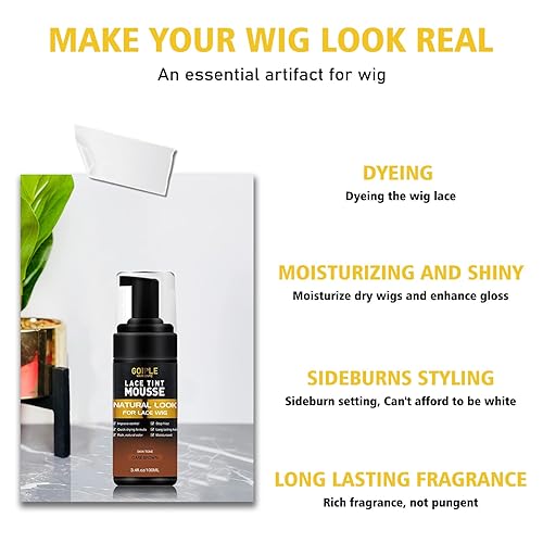 Miniatura 5 de Mousse de tinte de encaje para el cabello, 3.4 onzas líquidas de tinte de encaje para mujer, pelucas de encaje, pelucas de encaje, extensiones de