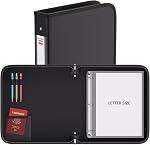 Étanche au feu 3 Binder à bague avec fermeture éclair, 1.5 Anneaux de pouce D 375 Feuilles 8.5" x 11" (A4), Compatible avec les protecteurs de page clairs, le filet intégré et le porte-stylo (noir, 1 Pcs)