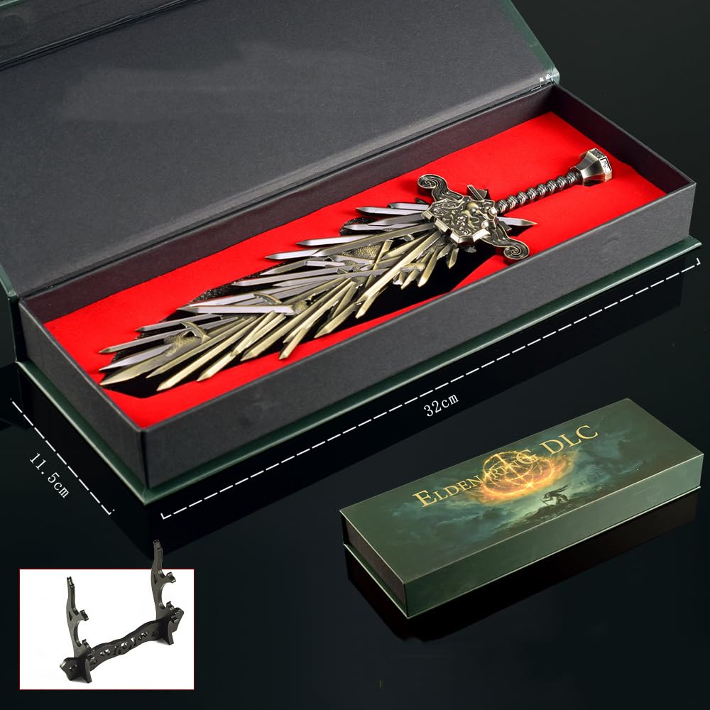 Maquetas de Videojuegos, Espada de utilería Metal 30 cm (11,8") con Soporte exhibición. Coleccionable, Ideal for Cosplay, decoración Escritorio y Regalo for Gamers
