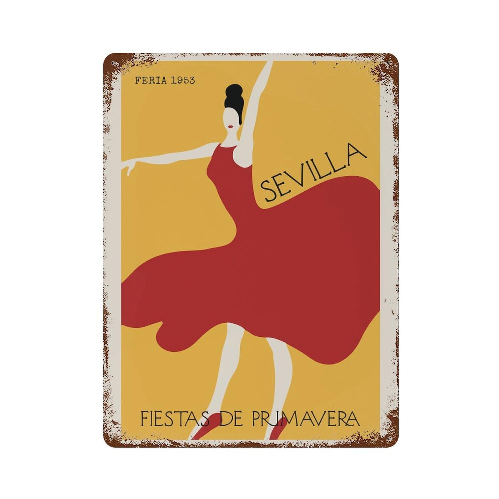 Spain Feria Festival Retro Metal Sign 15.7"x11.8", Decorative Metal Wall Art for Garage, Bar And Workshop Decor