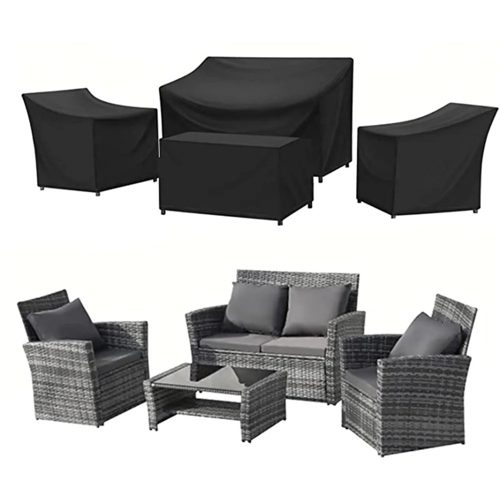 Copri Sedie Esterno Copertura for mobili da 4 Pezzi, Set di coperture for mobili da Giardino Impermeabile Impermeabile(Silver 4pcs)